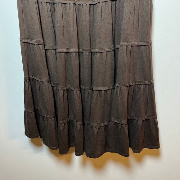 Y2K Tiered Ruffle Maxi Skirt Brown Sz Small Long Boho Cottage Ren Faire Festival - Picture 6 of 6